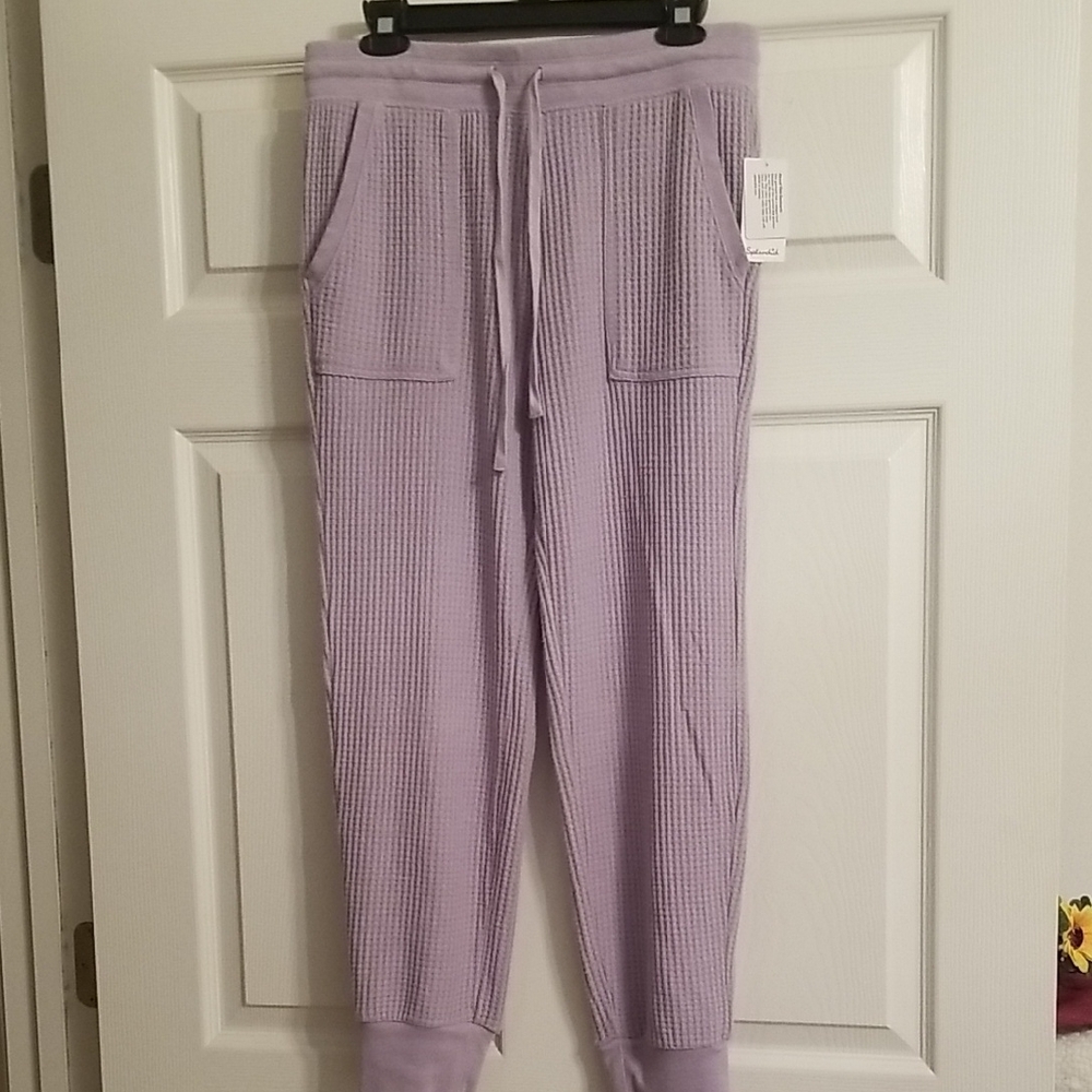 Splendid Lavender Waffle Knit Joggers,size M